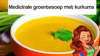 Verwarmende en Helende Medicinale Soep met Kurkuma en een mix van Appel en Zoete aardappel.