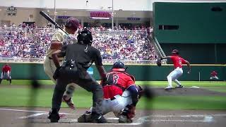 Florida State's Jaime Ferrer hits home run off Virginia P Jay Woolfolk, who hurts leg on pitch