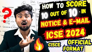 ICSE English 2024: How to score 10/10 in Notice & E-mail Writing? ONE SHOT | FORMATS | Live