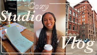 Running small business + Making Patreon Stickers + Drawing in Procreate | Cozy Studio Vlog ☕️✨