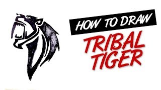 How to draw tiger tribal tattoo design