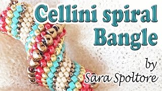 Tutorial Cellini bangle bracelet - How to make a Bangle using Cellini spiral - Peyote stitch