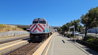 triple headedAmtrak 6 speeding through Suisun with a K3L leader and F40PH trailing