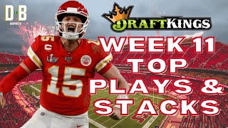 NFL DRAFTKINGS WEEK 11 DFS TOP PLAYS & STACKS! -- LOCK BUTTON RB 2.0?