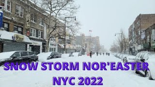 [4k]NYC Snow Walk 🚶🏻‍♀️❄️ Snow Storm Nor'easter 2022 | Snow Storm Walk in NYC 2022 | Snow Storm 2022