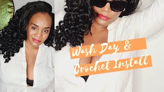 Wash Day & Crochet Install | Natural hair journey | Length Check | Protective Hairstyle #BlackHair