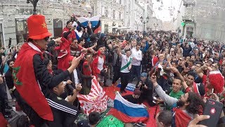 Les fans du Maroc aux championnats du monde en Russie 2018 avant le match du Maroc Iran