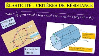 ÉLASTICITÉ :  CRITÈRES DE  RÉSISTANCE