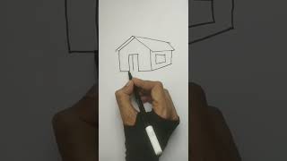 Draw a house scenery easy #shorts  perspective 3d draw