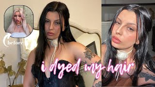 HOME VLOG: blonde to black hair transformation, closet updates, thrift haul