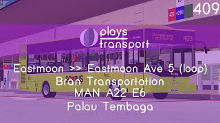 Route Visual | ROBLOX | Bran Transportation | Service 409 | Eastmoon - Eastmoon Ave 5 (loop)