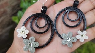 Easy paper Earrings. Stylish floral earrings made out of paper. Quilled Earrings. mystiqueJEWELS.