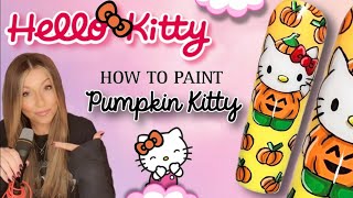 🎃 Pumpkin Hello Kitty | Step By Step How To Paint | Halloween Nail Art Design | Easy Fall Nails