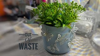 Out of waste vase/diy candle jar crafts/how to make a vase from waste items