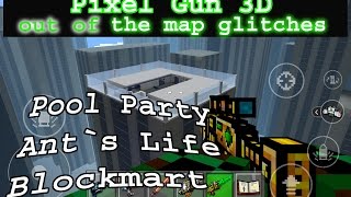 Pixel Gun 3D - out of the map glitches in Pool Party, Blockmart etc