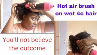 Hot air brush review on WET 4C HAIR / Amazing results and Fast styling