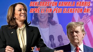 Vis prezidan Kamala Harris aksepte li pèdi eleksyon an epi felisite rival li, yon transfè pasifik !