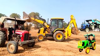 Jcb 3dx Xpert Backhoe Loader Loading Mudin Trolley Massey 241 Eicher 380 John Deere Tractor jcb wala