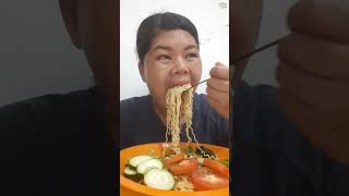 Mukbang mie kuah campur sayur pahit#mukbang