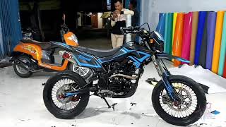 decal klx dtracker hitam biru full body