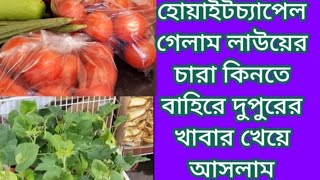 বাহিরে গেলাম লাউয়ের চারা কিনতে আর দুপুরের খাবার খেয়ে আসলাম।