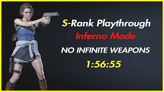 S-Rank Inferno Mode FULL Playthrough  - Resident Evil 3 Remake - NO INFINITE WEAPONS/AMMO