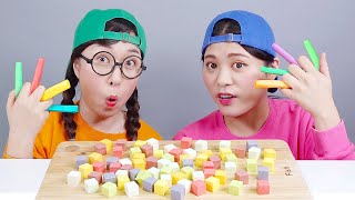 Món tráng miệng cầu vồng Bánh mì nướng phô mai Mukbang DONA