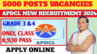 APDCL New Recruitment 2024// Grade III &  IV 5000 Post Vacancies//Qualification 8,9,10 Pass