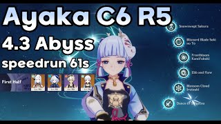 Ayaka C6 R5 4.3 Spiral Abyss Speedrun 61s