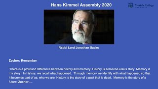 Moriah College - Hans Kimmel Assembly 2020