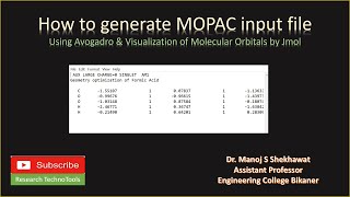 How to Generate MOPAC input file | Visualization of Molecular Orbitals with Jmol software