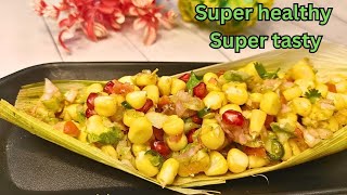 Street style corn chaat recipe | corn chaat cum salad recipe | healthy chaat recipe