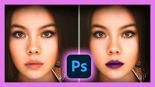 Change the color of Lips or Lipstick in Photoshop | [ Add Lipstick with Hue/Saturation & Mask ]