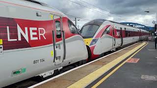 LNER Azuma 801 103 and 801 104 arriving into Peterborough