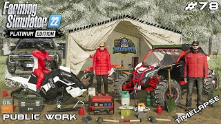 LET'S GO CAMPING ON TOP OF THE SNOWY MOUNTAIN | Public Work | Farming Simulator 22 | Episode 78