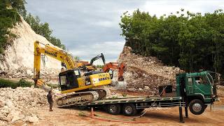 Bagger Transport Komatsu PC200 Excavator Delivery With 10 Wheeler Fuso Self Loader Truck