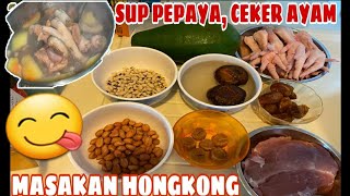 MASAK SUP PEPAYA, CEKER AYAM, DAGING BABI, KACANG TANAH, JAMUR(tungku)