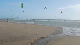 Camber Sands,kite surfing on a breezy October afternoon 2023.