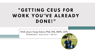 Dietitians: Getting CPEUs for Work You've Already Done!