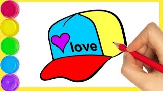 Cap with Heart Drawing, Painting, Coloring for Kids & Toddlers | How to Draw, Paint