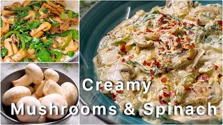 Creamy Mushrooms & Spinach #WhoSaysVegIsBoring Easy Palak Mushroom in Cream Recipe