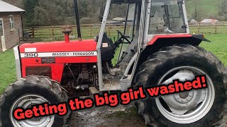 Washing the Massey Ferguson 390 ready for some work!