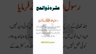 عشرہ ذی الحج||رسول اللّٰہ ﷺ نے فرمایا|| #youtubeshorts #zilhajj || #shorts