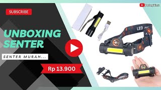 UNBOXING senter kepala LED murah