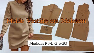 Como fazer MOLDE  VESTIDO tubinho em MOLETOM