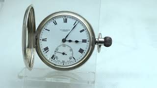 Gentleman’s Stunning 17 j J.W.Benson Half Hunter Silver Cased Pocket Watch.