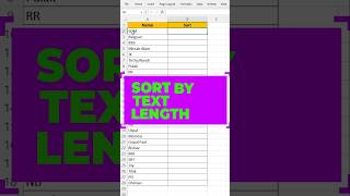 Sort By Text Length In Excel 👌💥 SORT and LEN function #excelshorts #exceltricks #exceltips #excel