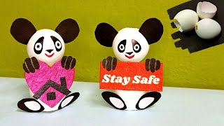 Egg shell craft | Panda making with egg shell craft ideas | egg shell craft work Do it yourself