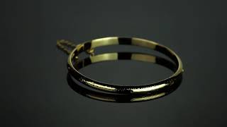 Etched Bangle Bracelet In 18k Yellow Gold Over .925 Sterling Silver 7" Length