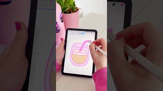 Creating a cute iced coffee digital sticker using the Procreate app 🫶🏻😊🌸 #procreate #ipadmini6